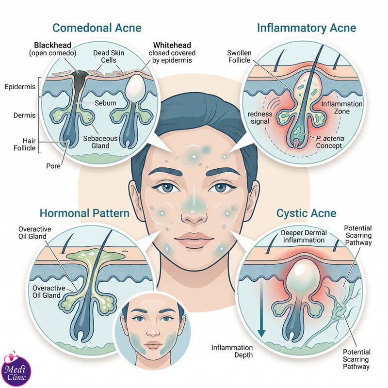 Doctor performing acne treatment assessment at Medi Clinic Johor Bahru Doctor performing acne treatment assessment at Medi Clinic Johor Bahru