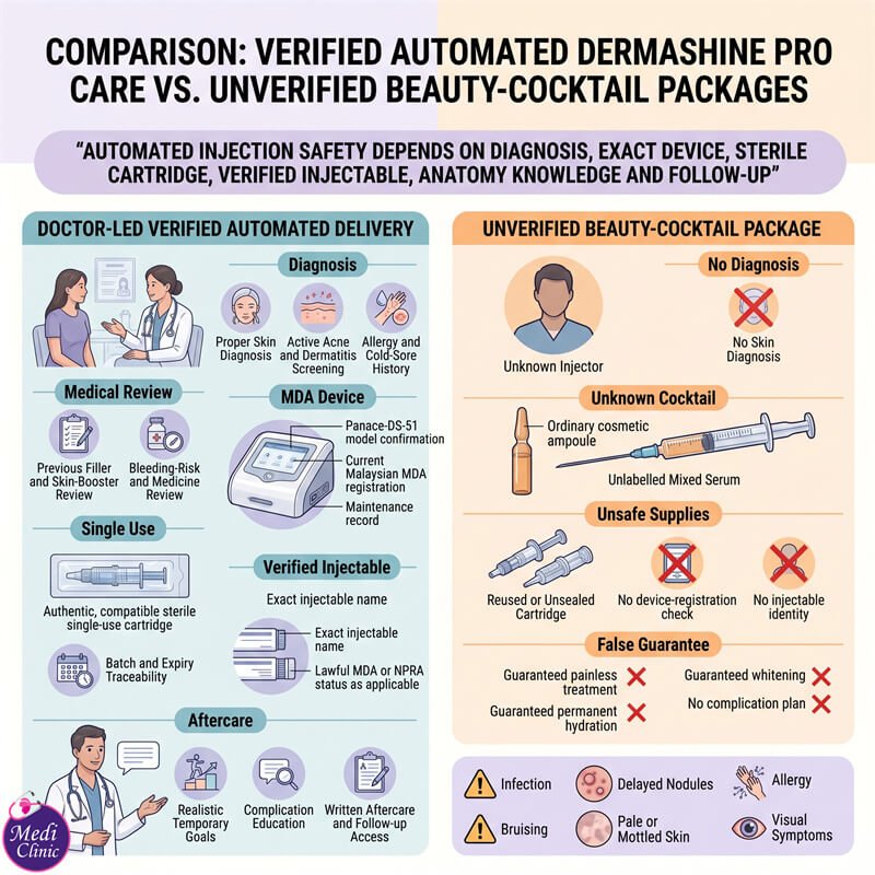 Doctor planning a device-assisted injection programme for patient from Singapore