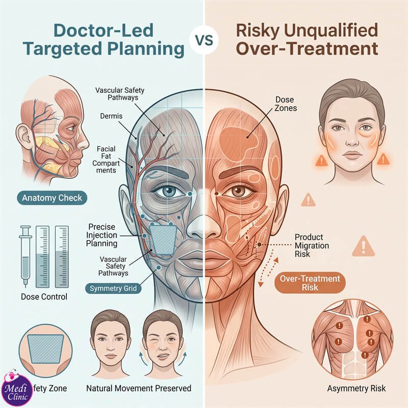 Doctor planning a facial rejuvenation programme for patient from Singapore at Medi Clinic JB Doctor planning a facial rejuvenation programme for patient from Singapore at Medi Clinic JB