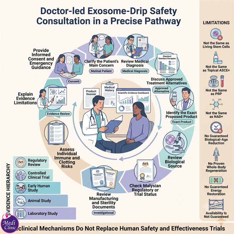 Doctor reviewing an overseas exosome product Doctor reviewing an overseas exosome product