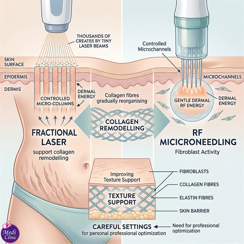 Improved tummy skin texture after stretch marks therapy at our JB clinic Improved tummy skin texture after stretch marks therapy at our JB clinic