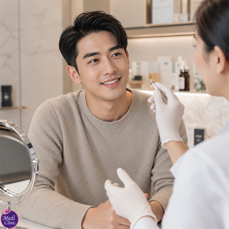 患者在 Medi Clinic 讨论抗皱疗程后护理 患者在 Medi Clinic 讨论抗皱疗程后护理