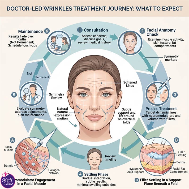 Patient discussing anti-wrinkle treatment aftercare at Medi Clinic JB Patient discussing anti-wrinkle treatment aftercare at Medi Clinic JB