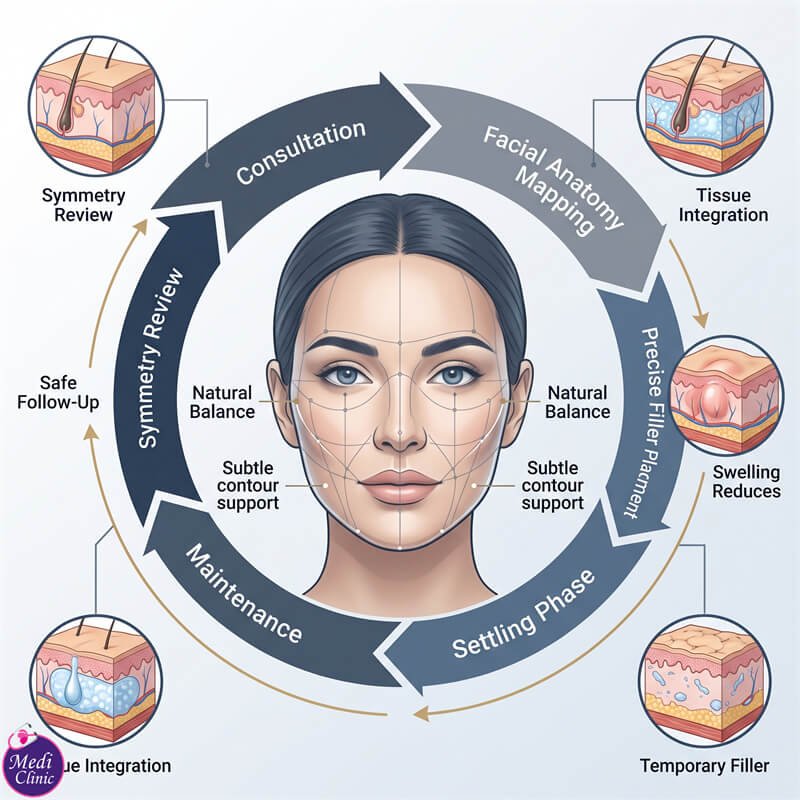 Patient discussing dermal filler aftercare and safety at Medi Clinic JB Patient discussing dermal filler aftercare and safety at Medi Clinic JB