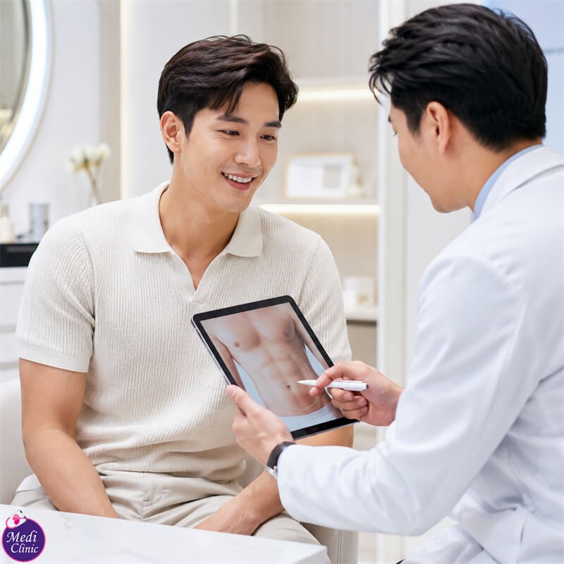 Patient discussing stretch marks aftercare and moisturiser at Medi Clinic JB SG Patient discussing stretch marks aftercare and moisturiser at Medi Clinic JB SG