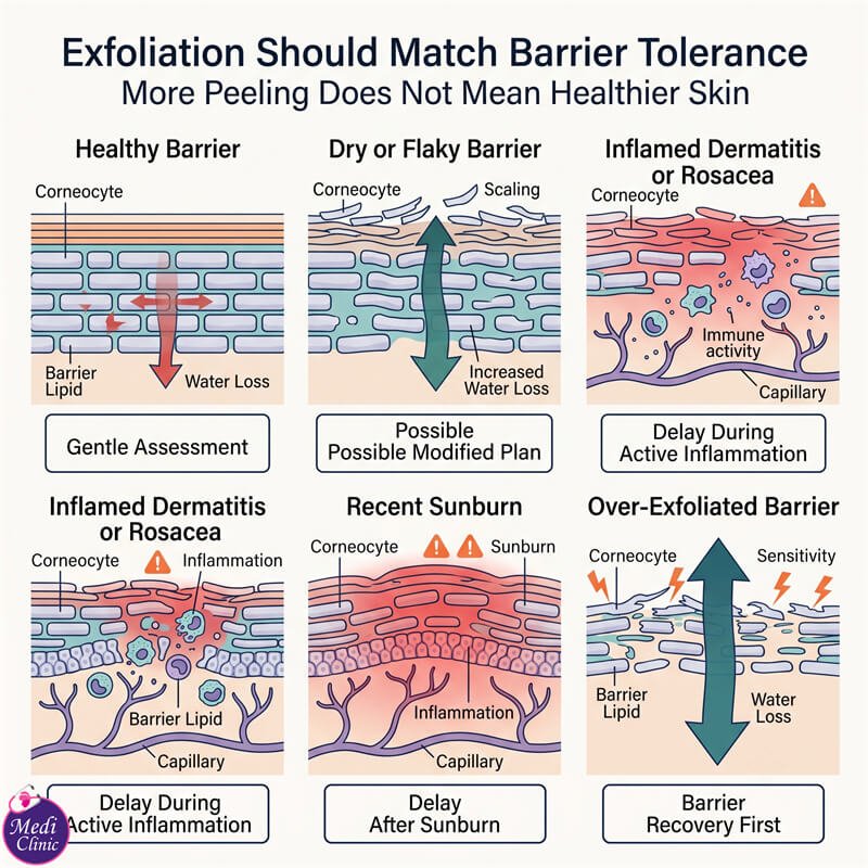 Skin barrier assessment before liquid exfoliation therapy at our JB clinic Skin barrier assessment before liquid exfoliation therapy at our JB clinic