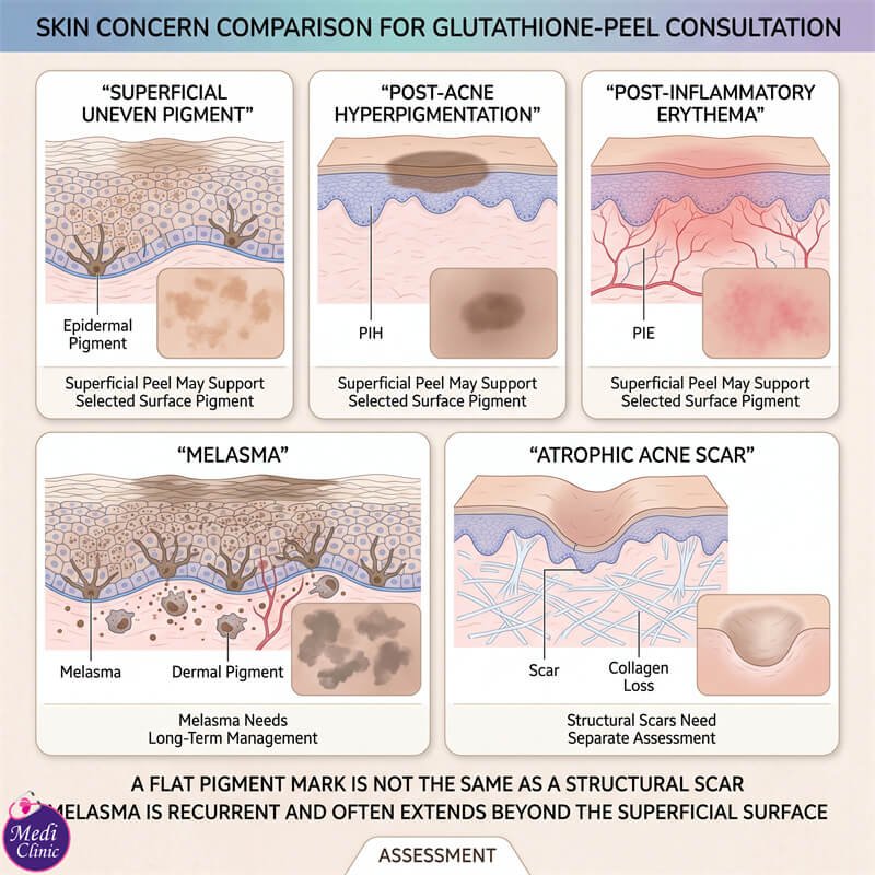 Smoother-feeling skin texture after a brightening peel at our JB clinic Smoother-feeling skin texture after a brightening peel at our JB clinic