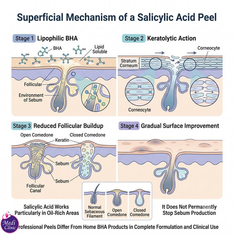 Superficial BHA peel treatment for oily skin in Johor Bahru Superficial BHA peel treatment for oily skin in Johor Bahru