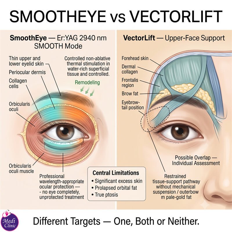 Diagram comparing SmoothEye and VectorLift treatment areas JB SG Diagram comparing SmoothEye and VectorLift treatment areas JB SG