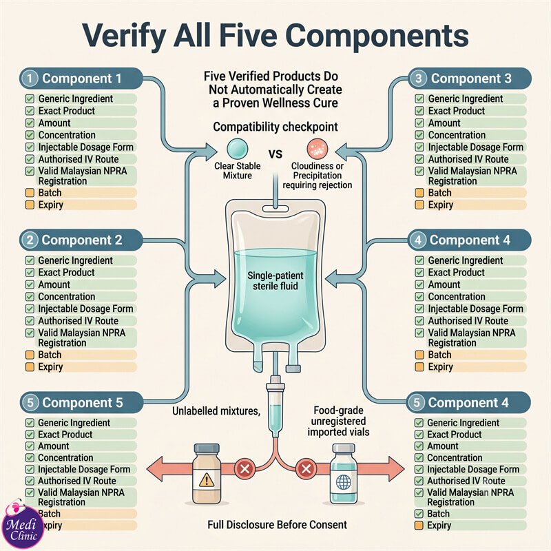 Diagram showing five verified infusion ingredients JB SG Diagram showing five verified infusion ingredients JB SG