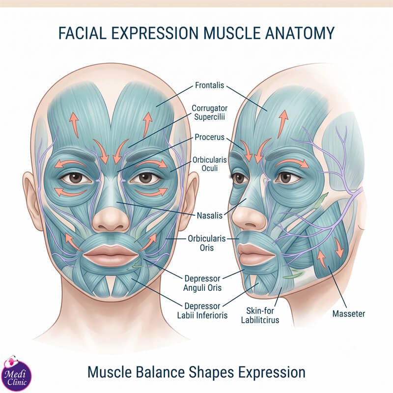 Doctor assessing dynamic frown lines at Medi Clinic JB SG Doctor assessing dynamic frown lines at Medi Clinic JB SG