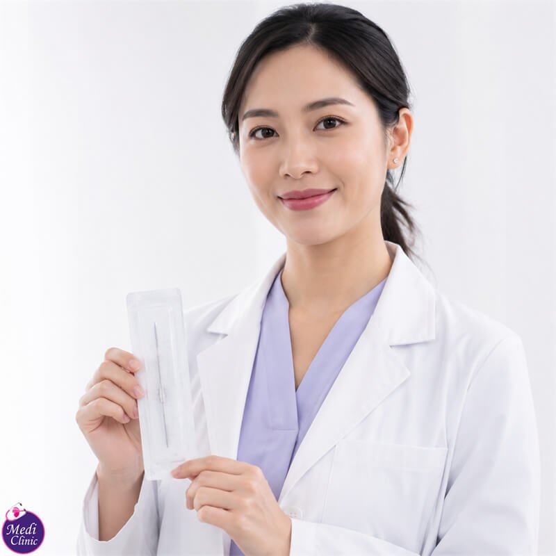 Doctor assessing rolling and boxcar acne scars at Medi Clinic JB SG Doctor assessing rolling and boxcar acne scars at Medi Clinic JB SG