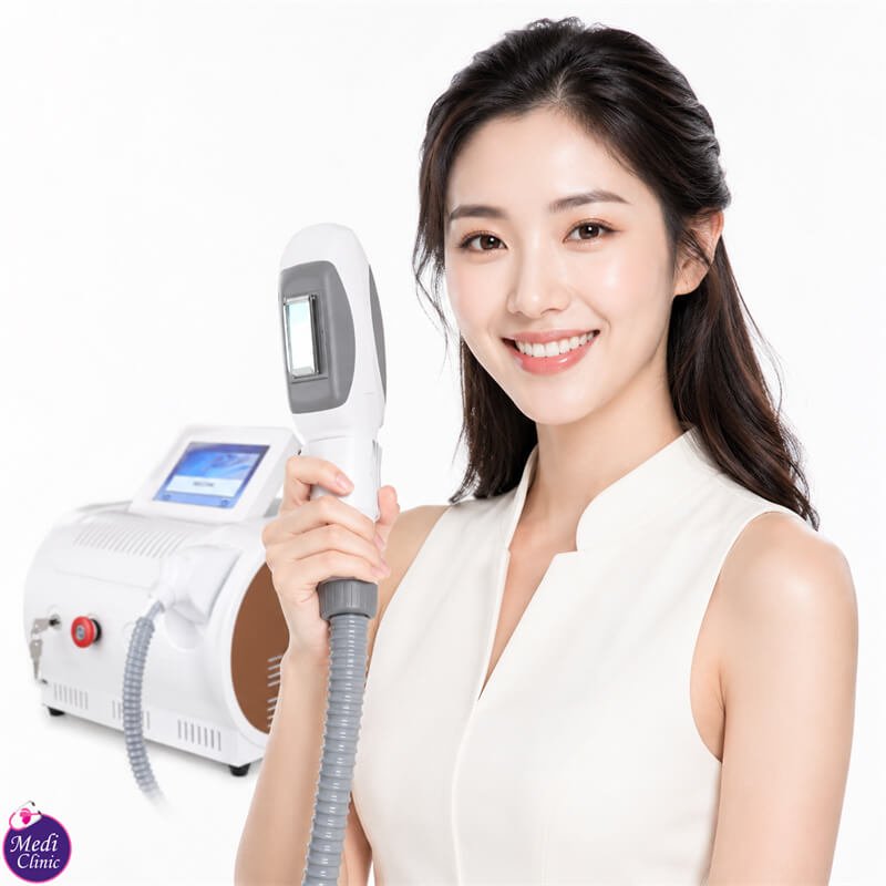 Doctor assessing skin and hair before E-Light treatment JB SG Doctor assessing skin and hair before E-Light treatment JB SG