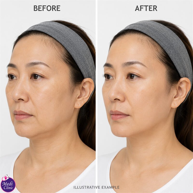 Doctor explaining the six-step Fotona facial plan at Medi Clinic JB SG Doctor explaining the six-step Fotona facial plan at Medi Clinic JB SG