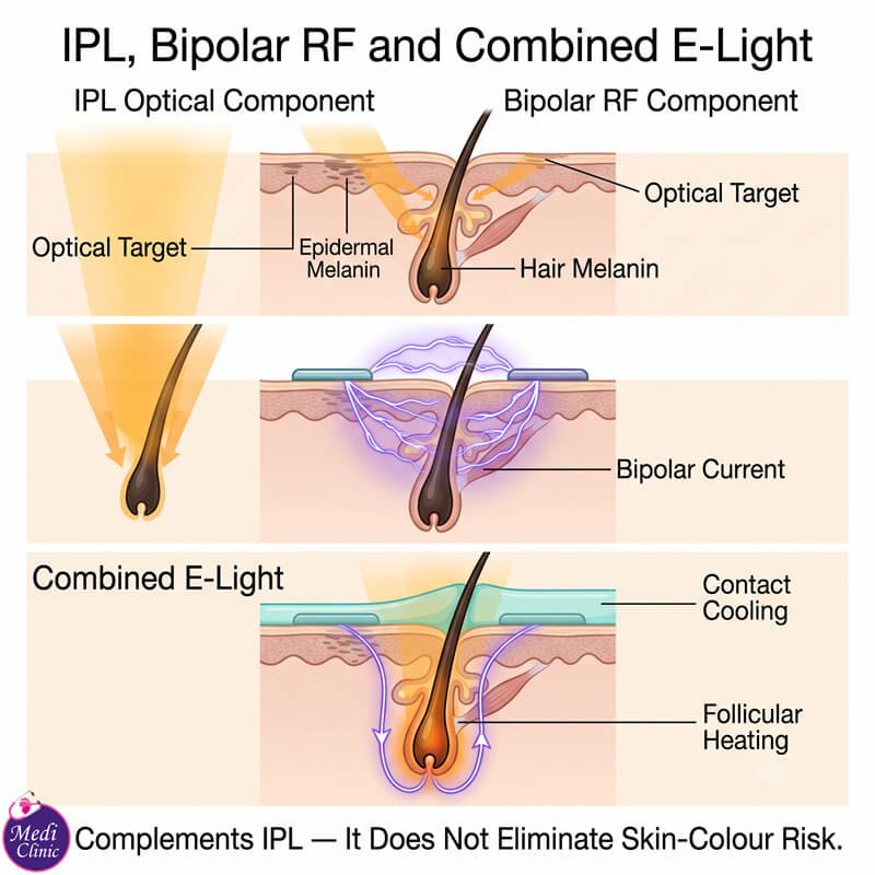 E-Light treatment for selected dark terminal hair JB SG E-Light treatment for selected dark terminal hair JB SG