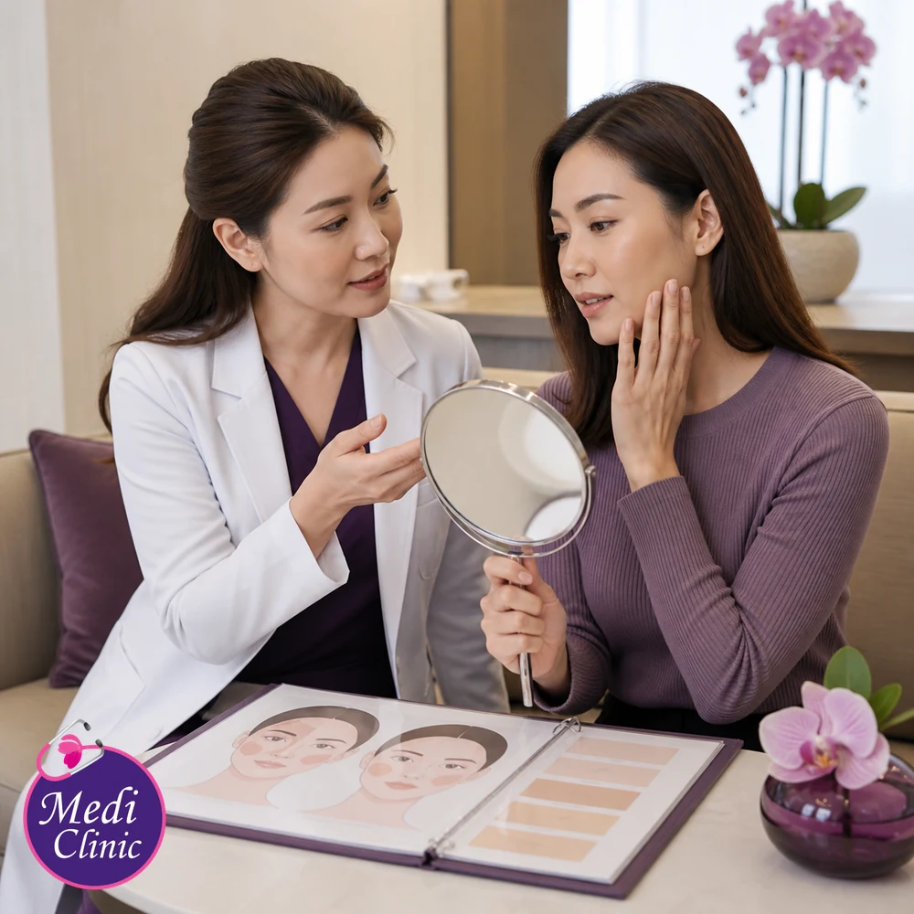 Doctor assessing suitability and contributing factors for Aesthetic Skin Assessment Guide