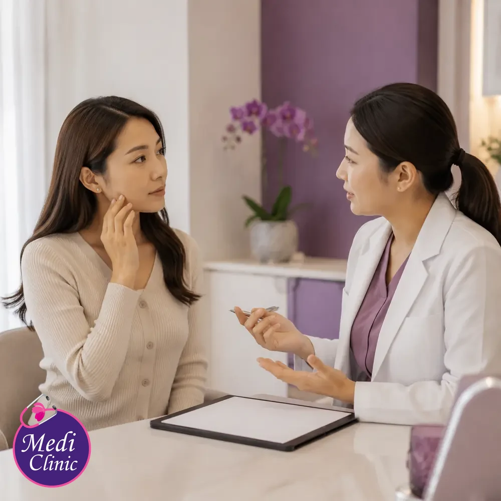 Doctor assessing suitability and contributing factors for Aesthetic Treatment Consent Guide