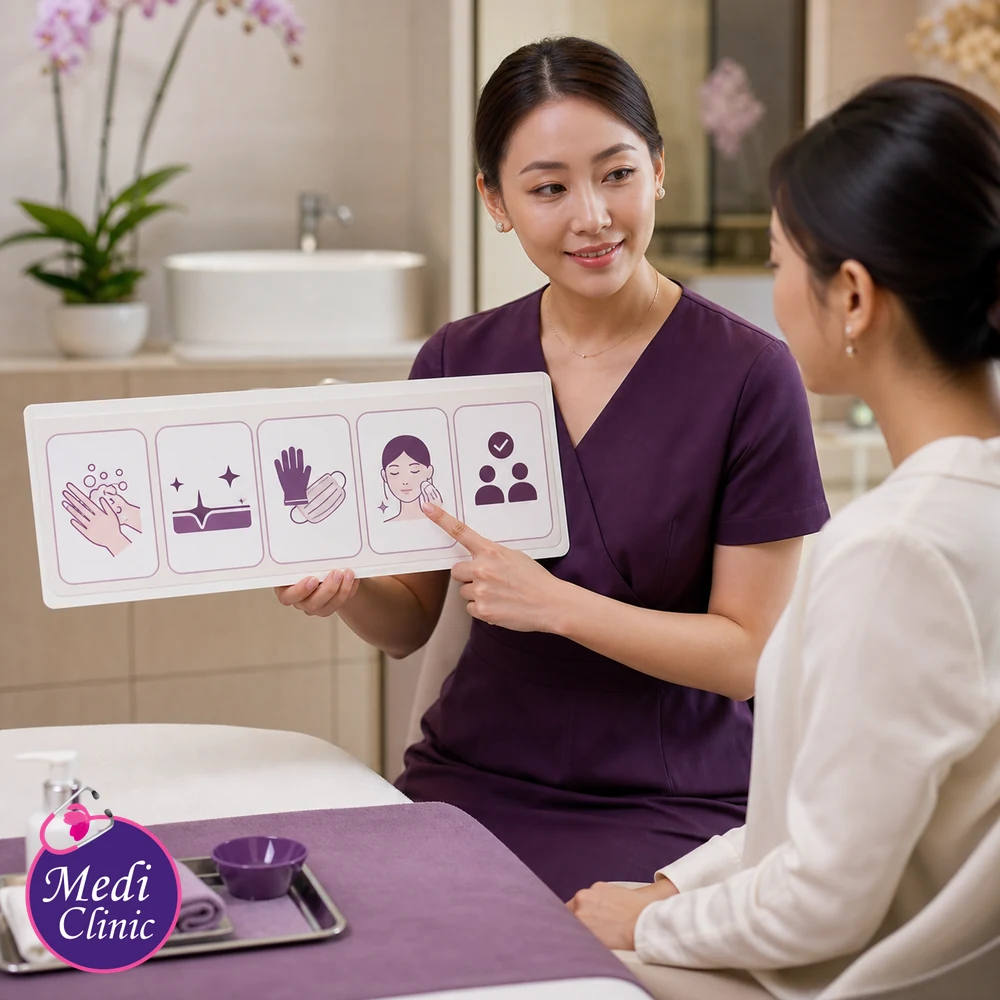 Educational treatment-selection visual for Aesthetic Treatment Infection Prevention Guide