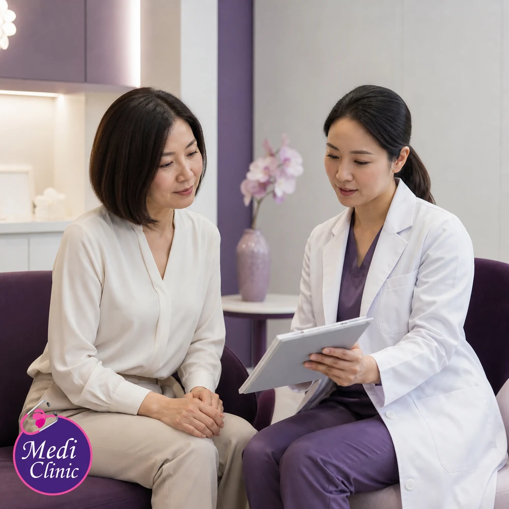 Doctor assessing suitability and contributing factors for Aesthetic Treatment Side Effects