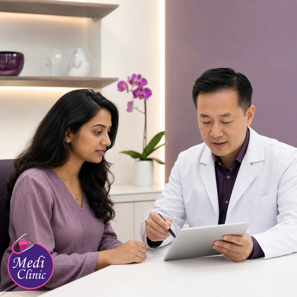Doctor assessing suitability and contributing factors for Aesthetic Treatment Suitability