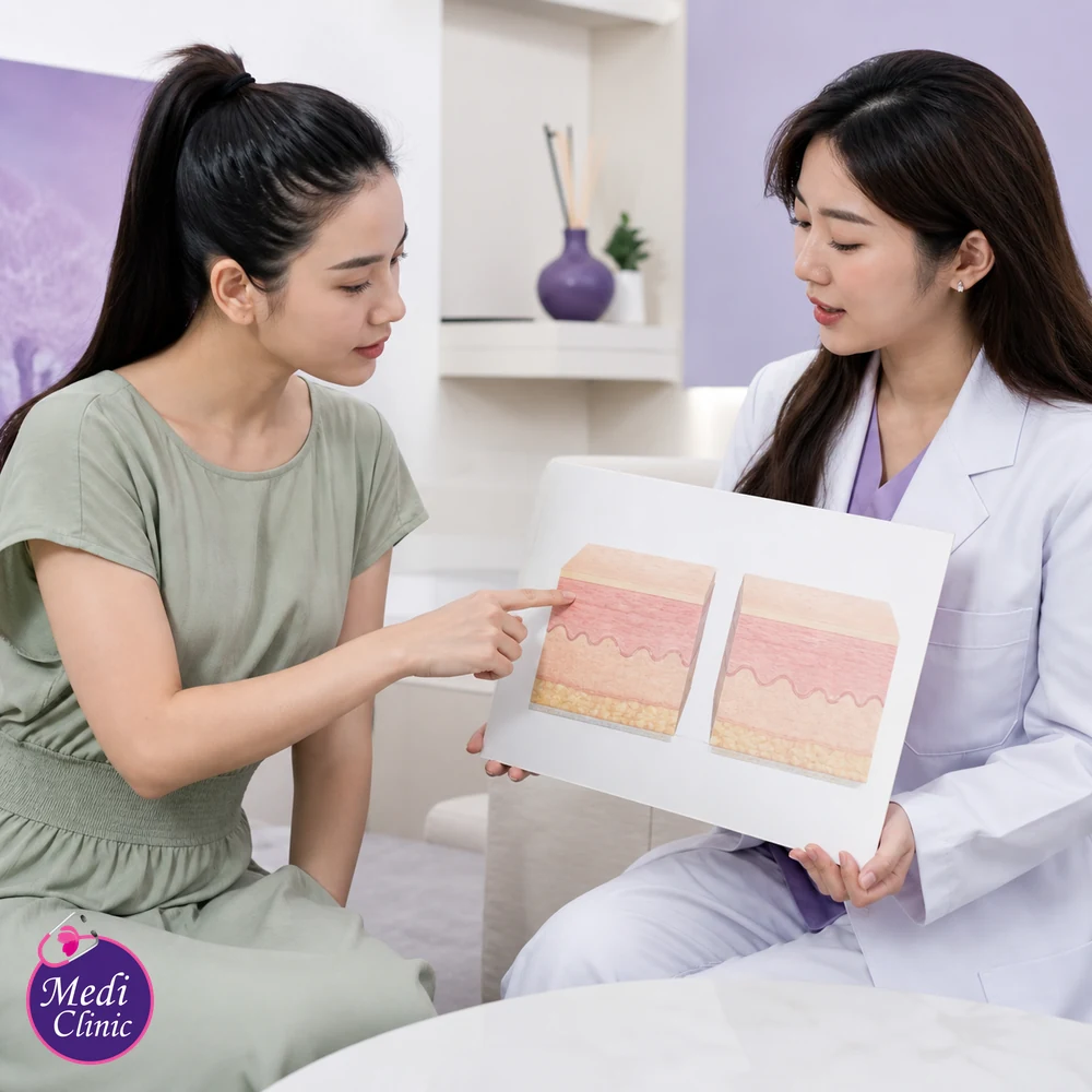 Educational treatment-selection visual for Chemical Peel Product Comparison Guide