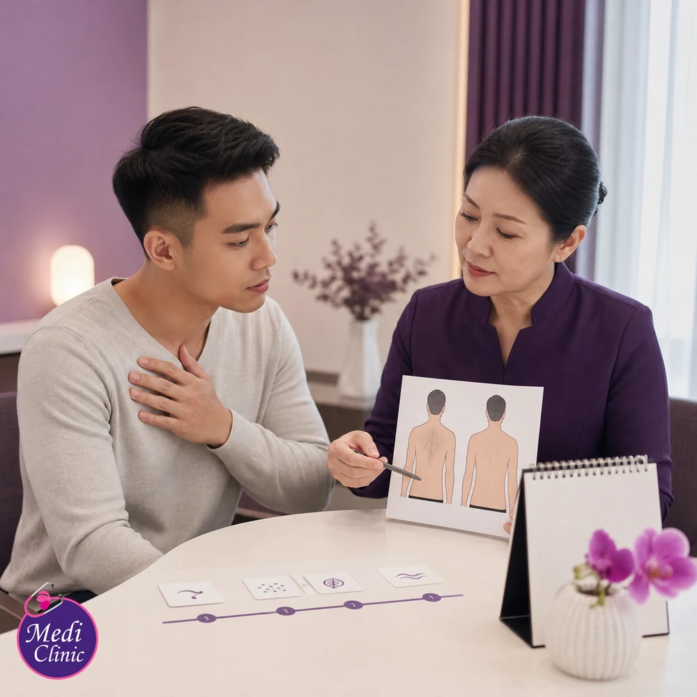 Educational treatment-selection visual for Chest and Back Hair Removal Treatment Options
