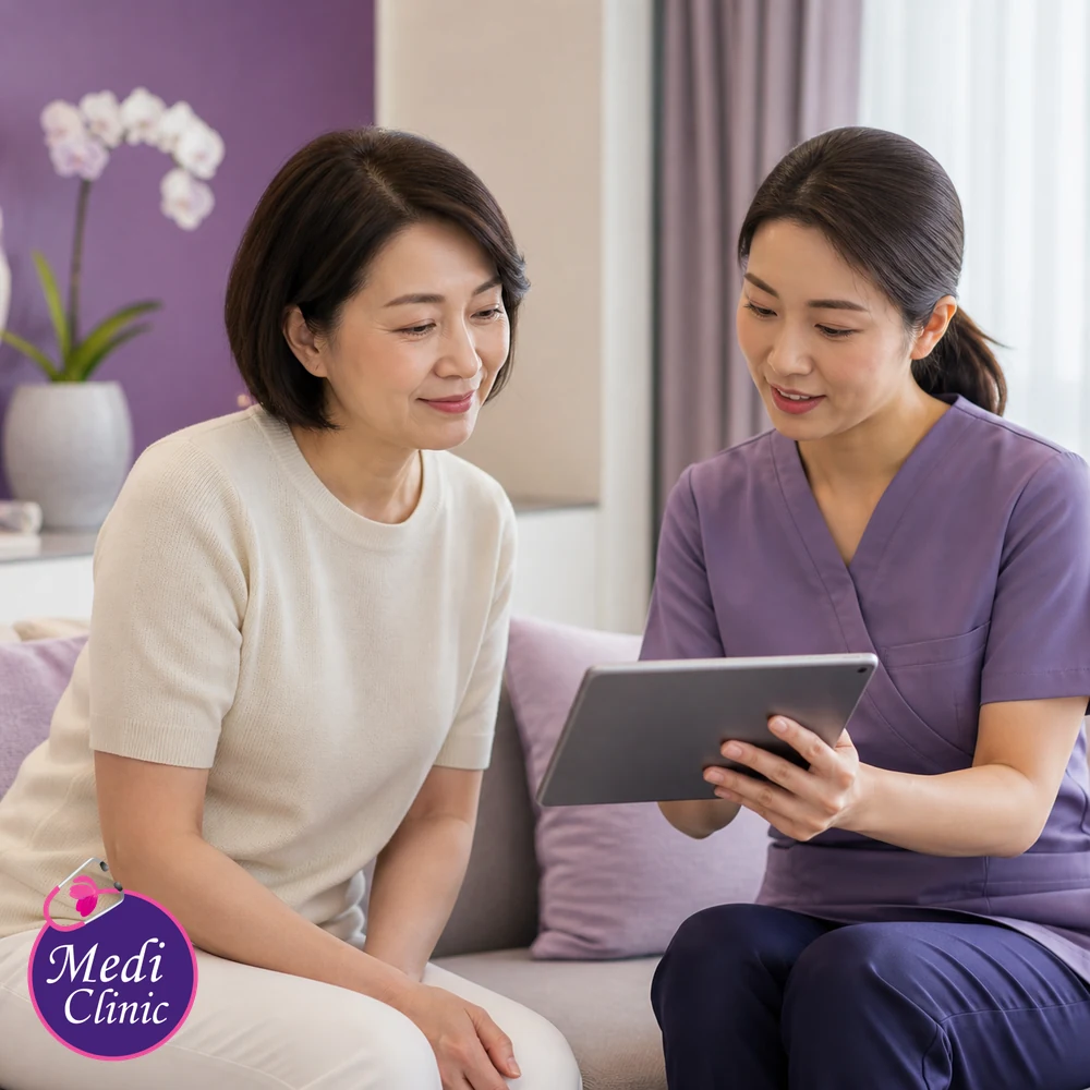 Doctor assessing suitability and contributing factors for Crow's Feet Treatment Options