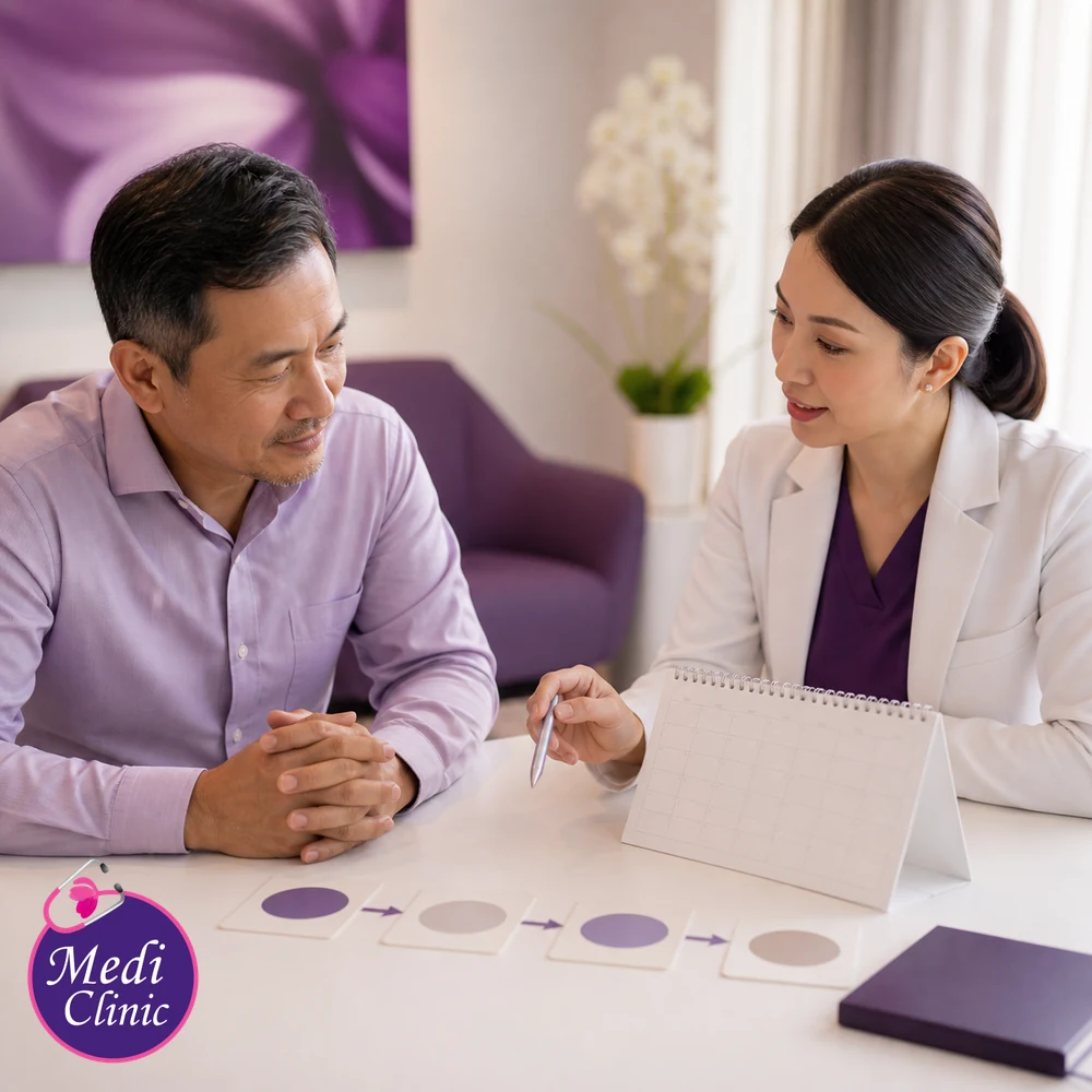 Educational treatment-selection visual for Dental Work and Facial Aesthetic Treatment Timing