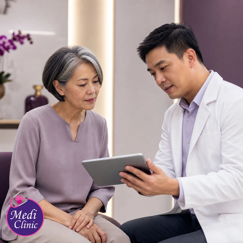 Doctor assessing suitability and contributing factors for Dull Skin and Skin Quality Treatment Options
