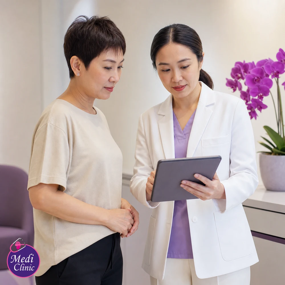 Doctor assessing suitability and contributing factors for Exosome Treatment by Skin Hair IV and Joint Concern Guide