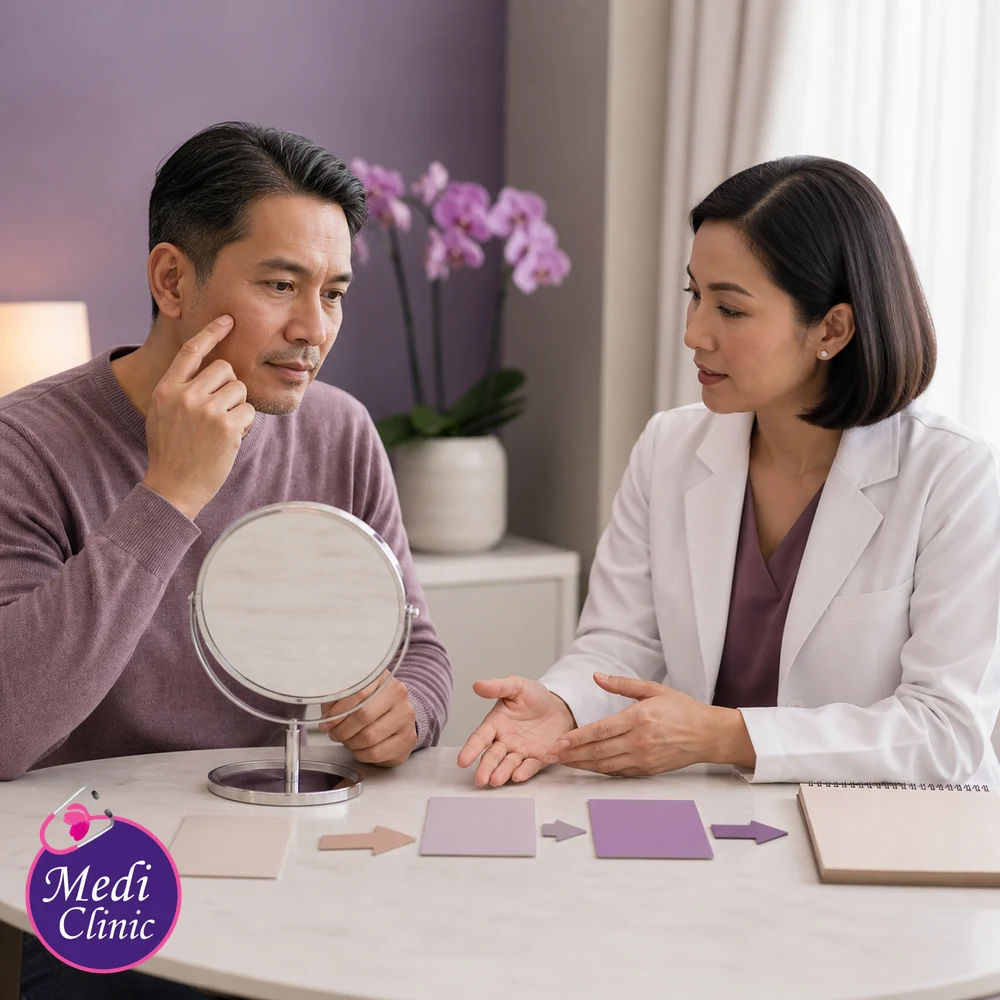 Educational treatment-selection visual for Facial Redness and Sensitive Skin Treatment Options