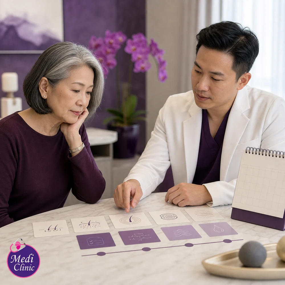 Educational treatment-selection visual for Hair Regeneration Treatment Comparison Guide
