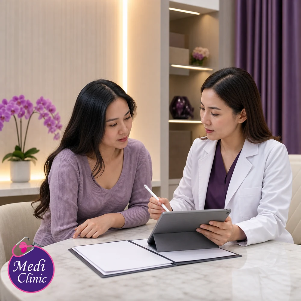 Doctor assessing suitability and contributing factors for How to Choose an Aesthetic Clinic