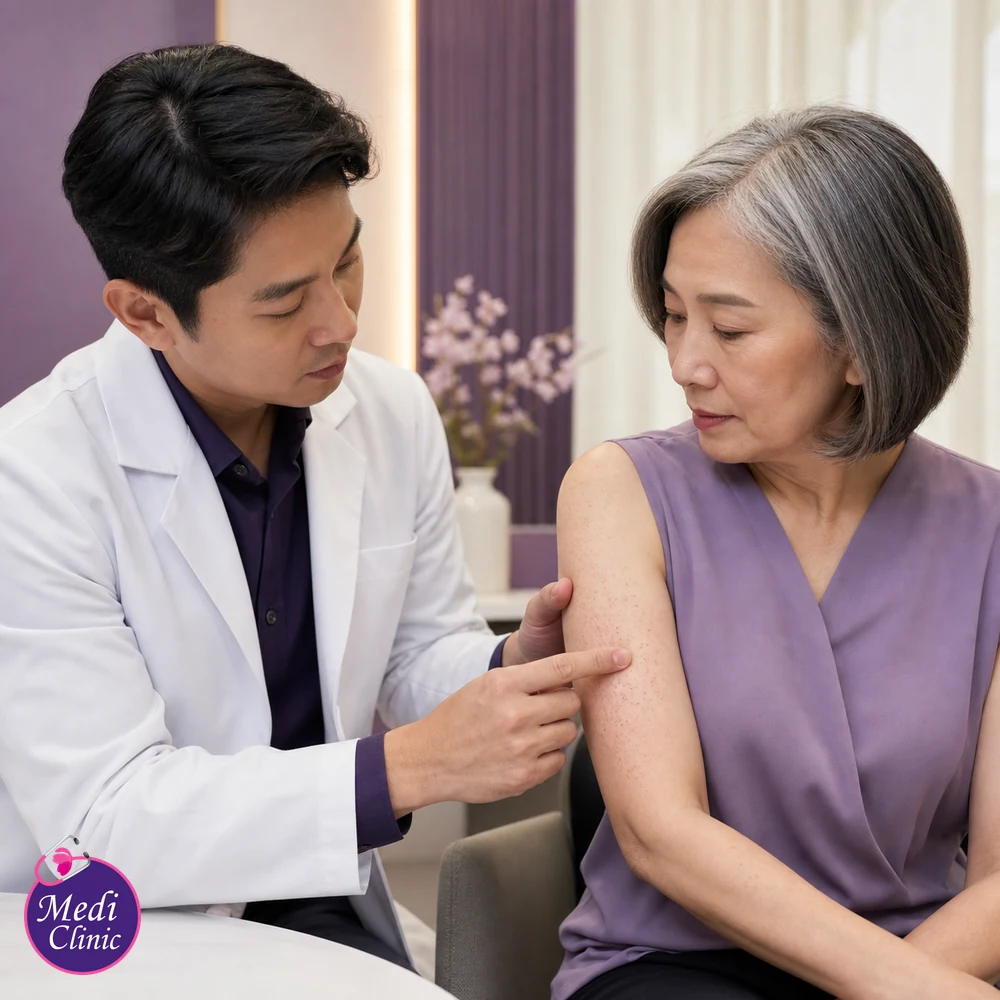 Doctor assessing suitability and contributing factors for Keratosis Pilaris Treatment Options