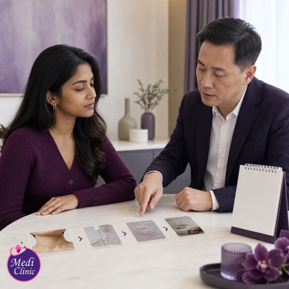 Educational treatment-selection visual for Neck Ageing and Skin Quality Treatment Options