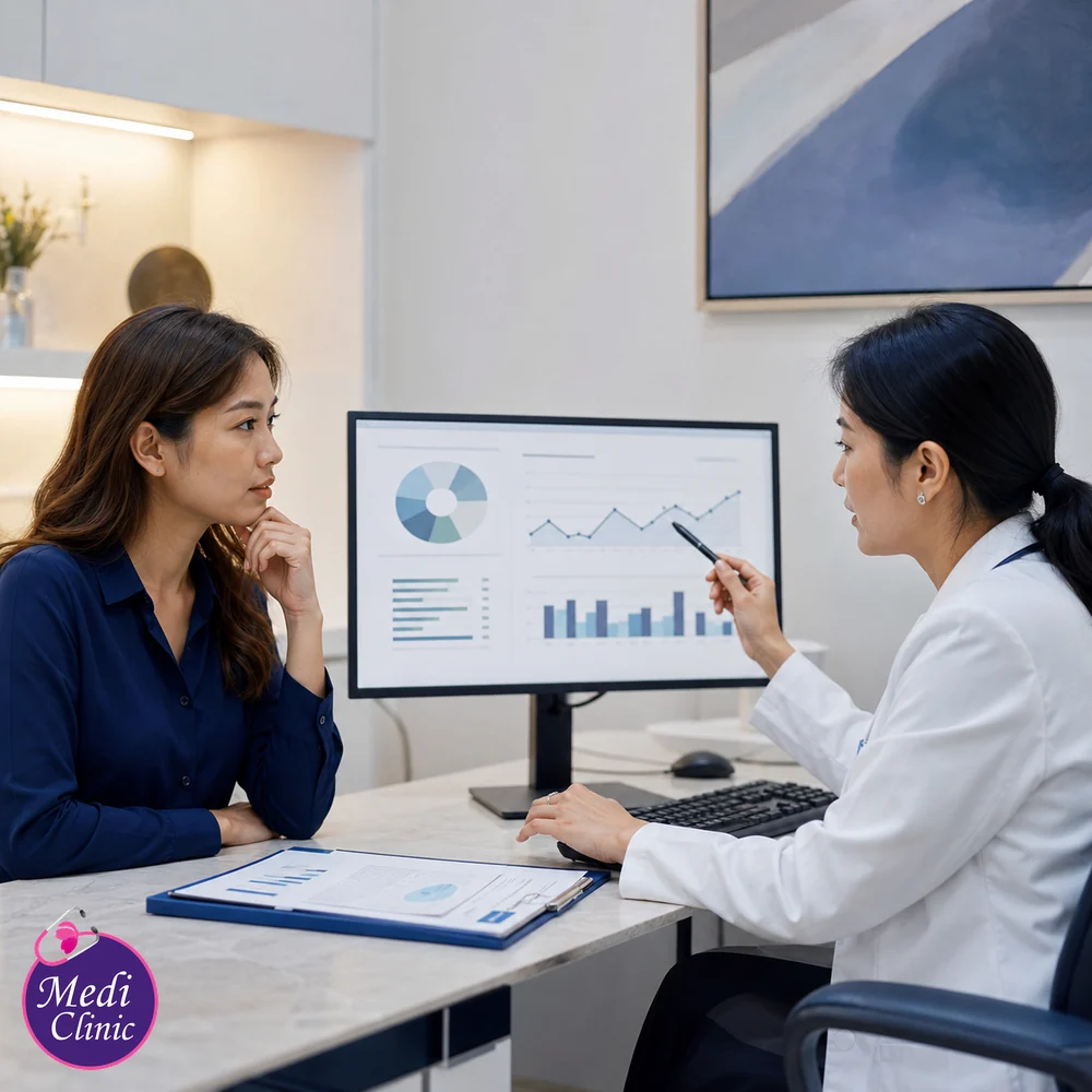 Doctor discussing NK cell therapy evidence and limitations Doctor discussing NK cell therapy evidence and limitations