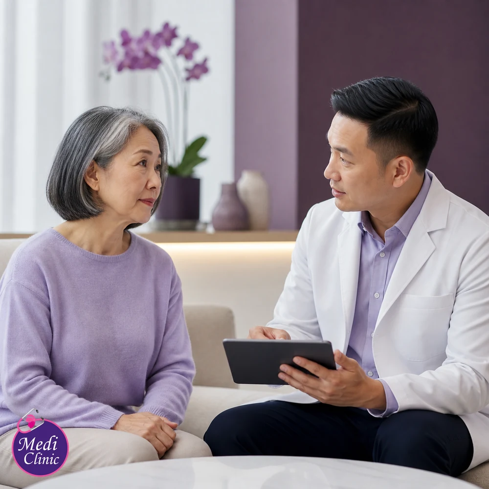 Doctor assessing suitability and contributing factors for Non-Surgical Nose Shape Treatment Options