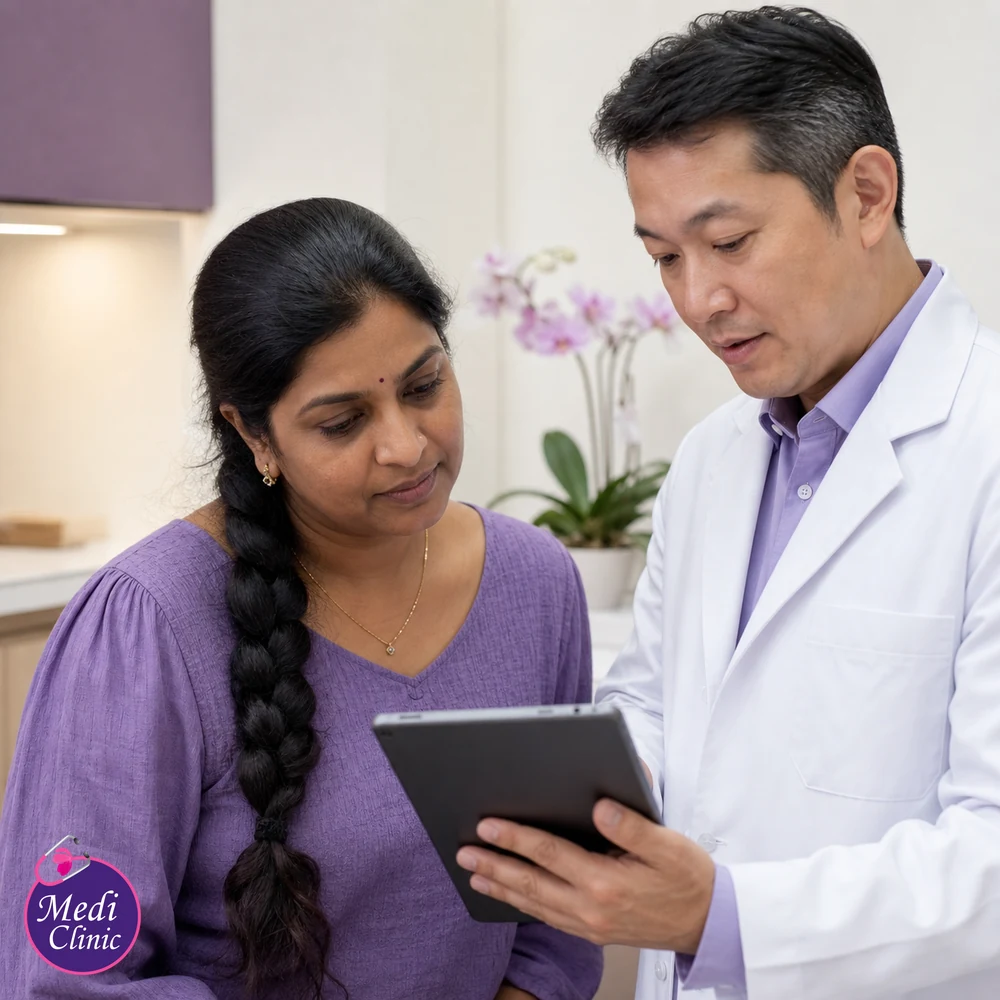 Doctor assessing suitability and contributing factors for PRP Treatment by Scalp Joint and Men's Health Concern Guide