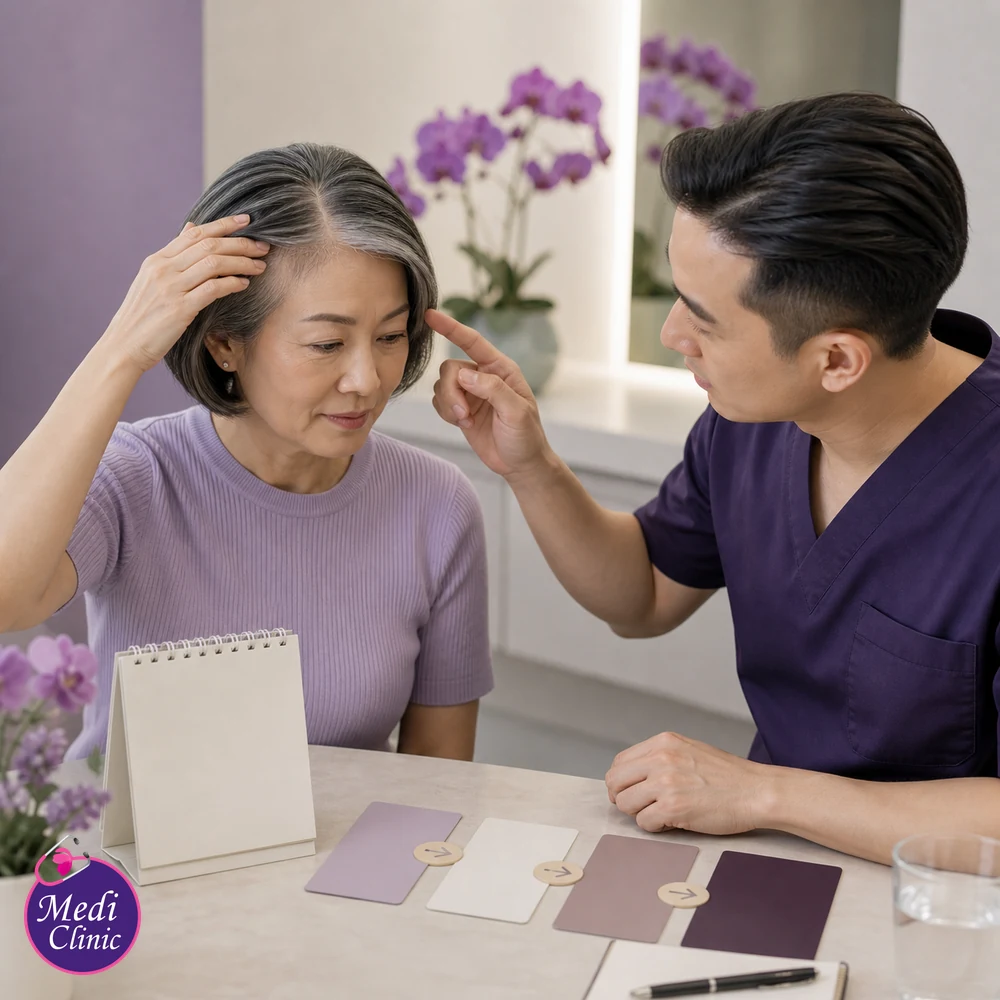 Educational treatment-selection visual for Receding Hairline and Temple Thinning Treatment Options