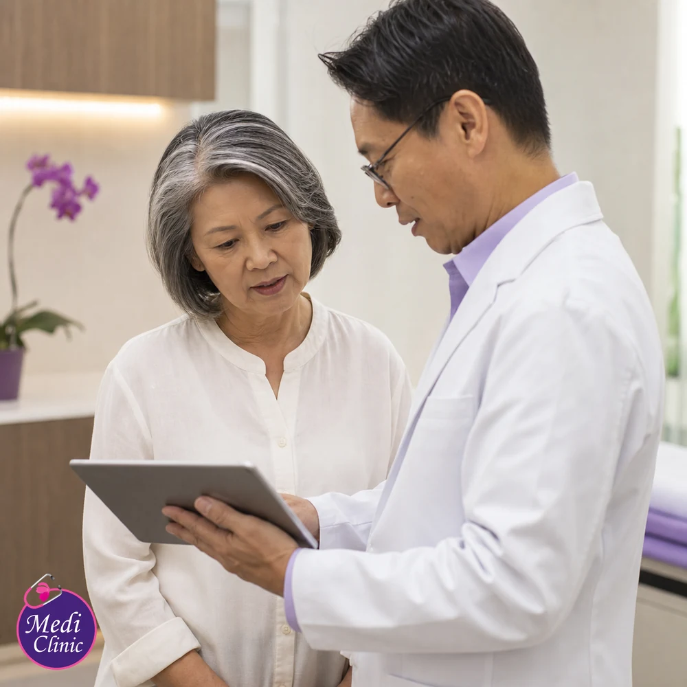 Doctor assessing suitability and contributing factors for Regenerative Knee and Joint Injection Comparison Guide