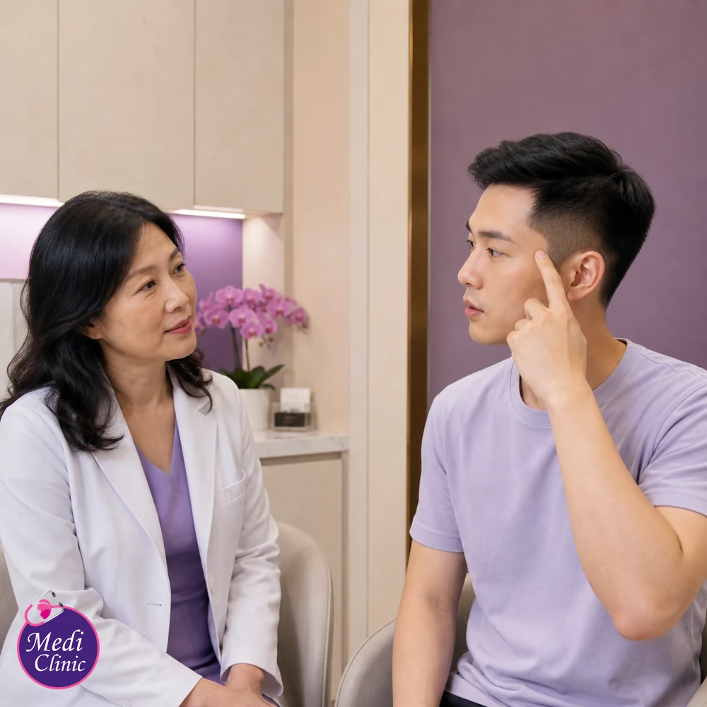 Doctor assessing suitability and contributing factors for Seborrheic Keratosis Treatment Options