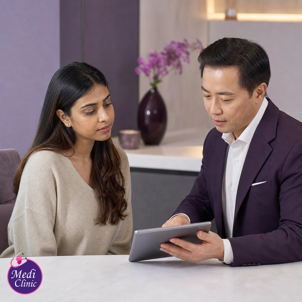 Doctor assessing suitability and contributing factors for Thin Lips and Lip Definition Treatment Options