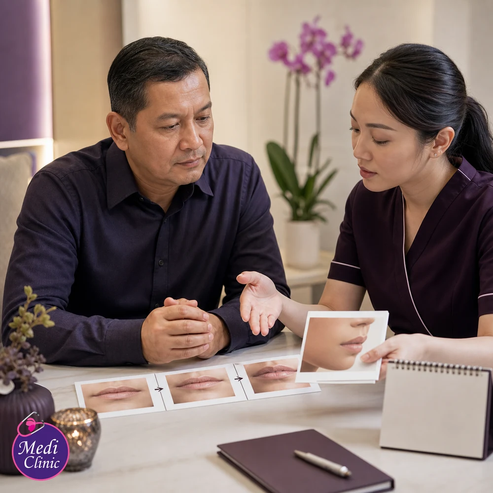 Educational treatment-selection visual for Thin Lips and Lip Definition Treatment Options