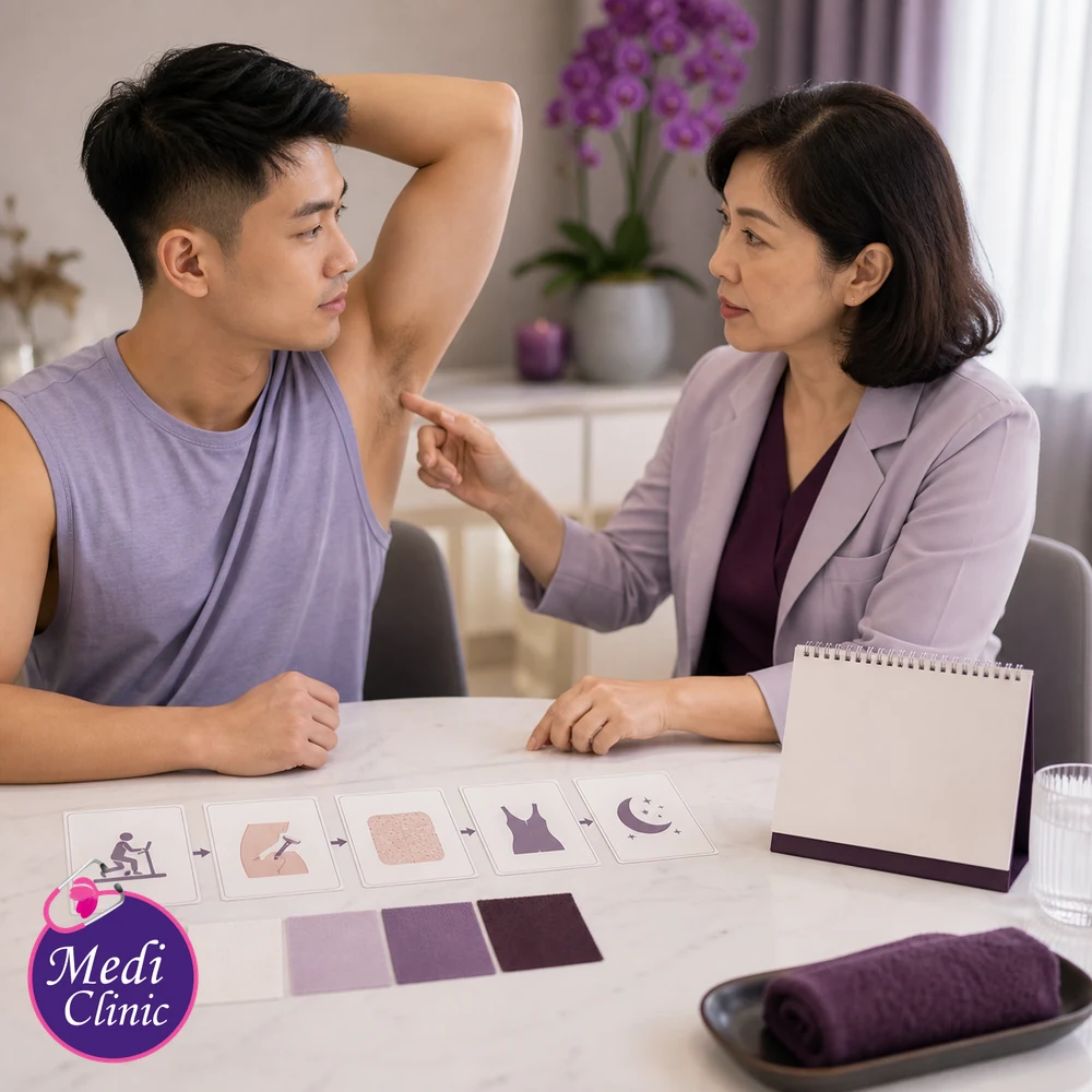 Educational treatment-selection visual for Underarm Pigmentation Treatment Options
