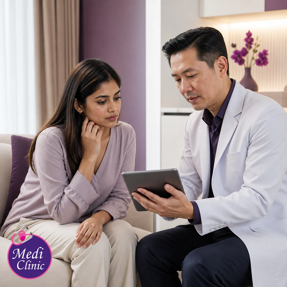 Doctor assessing suitability and contributing factors for When to Postpone an Aesthetic Treatment
