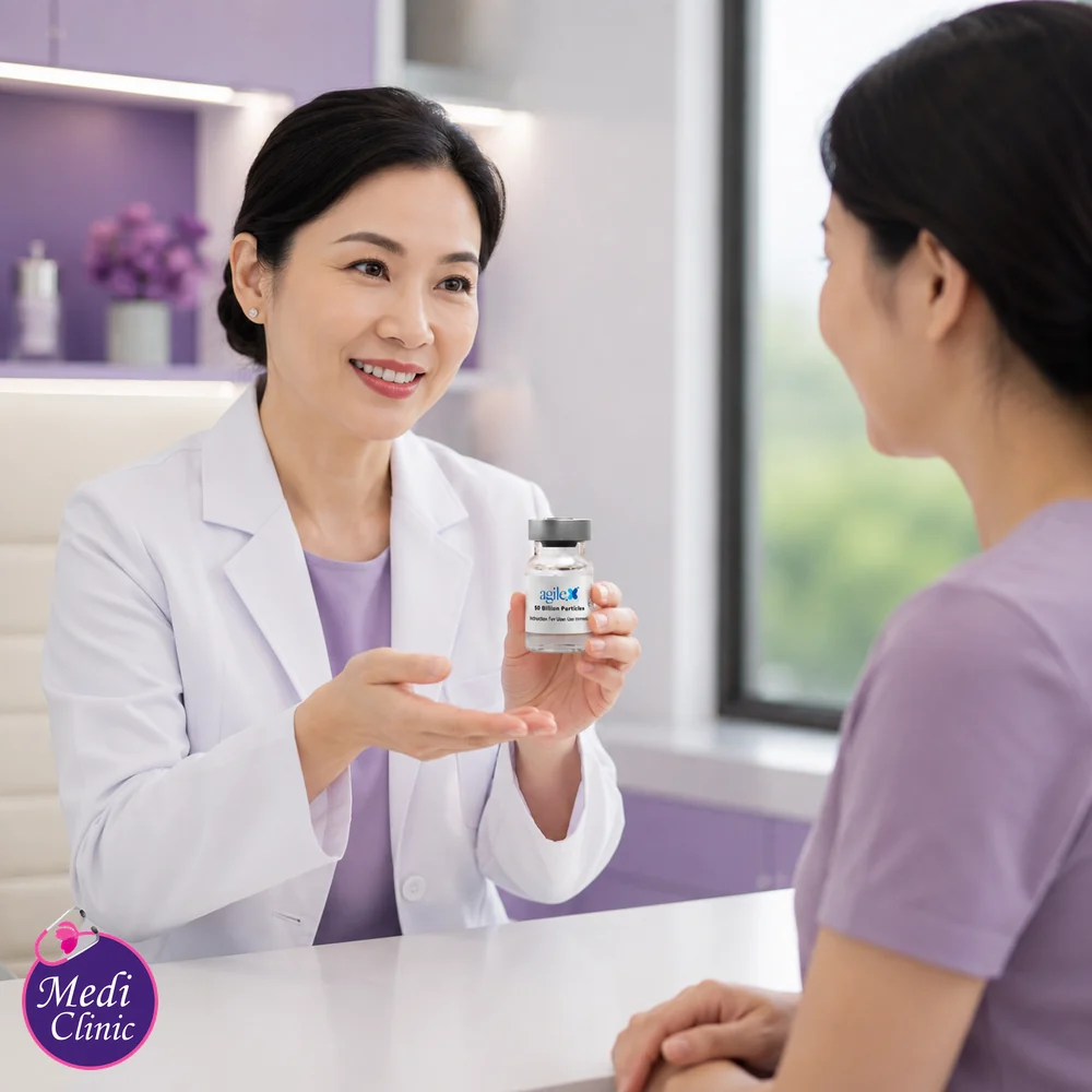 Asian doctor discussing AgileX with a patient Asian doctor discussing AgileX with a patient