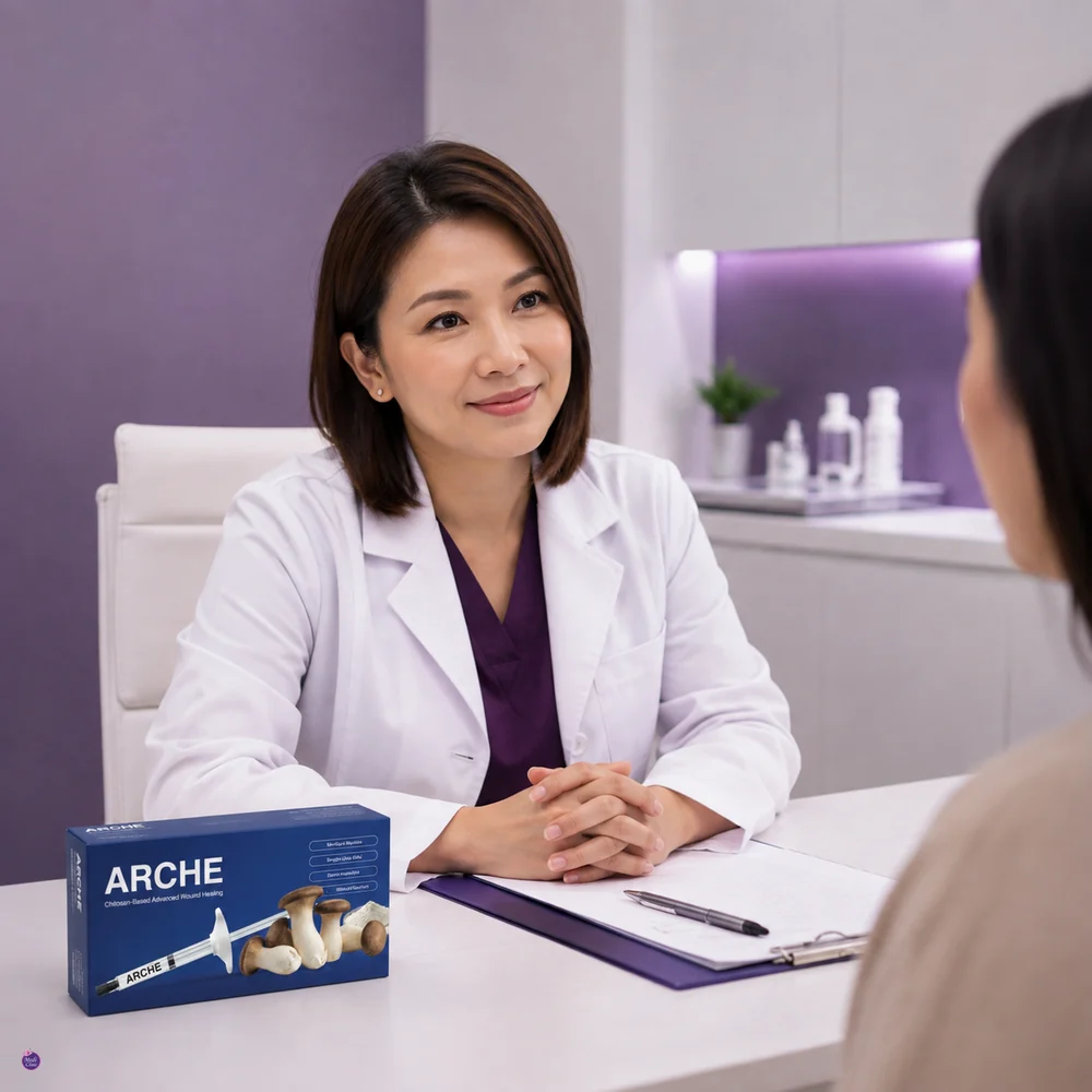 Asian doctor consultation with ARCHE wound care product Asian doctor consultation with ARCHE wound care product