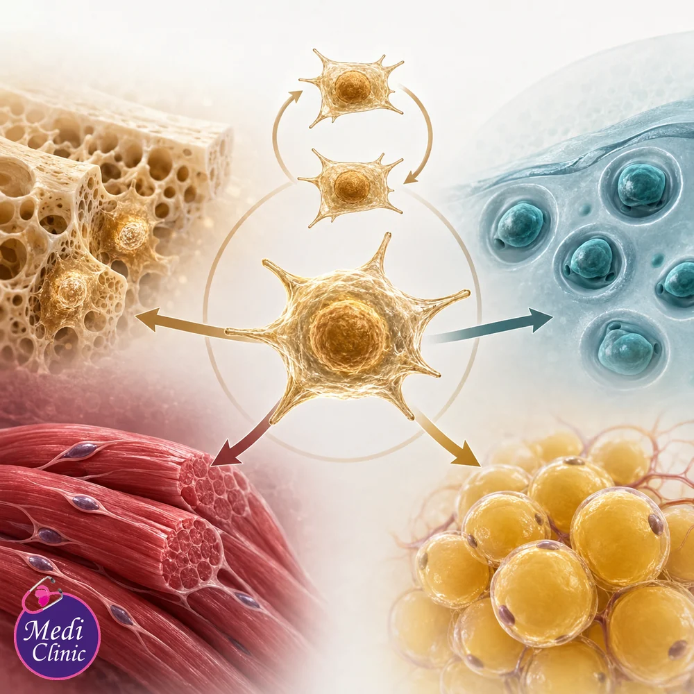 Mesenchymal stromal cell differentiation concept Mesenchymal stromal cell differentiation concept