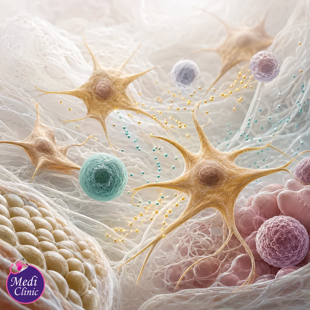 Mesenchymal stromal cell signalling illustration Mesenchymal stromal cell signalling illustration