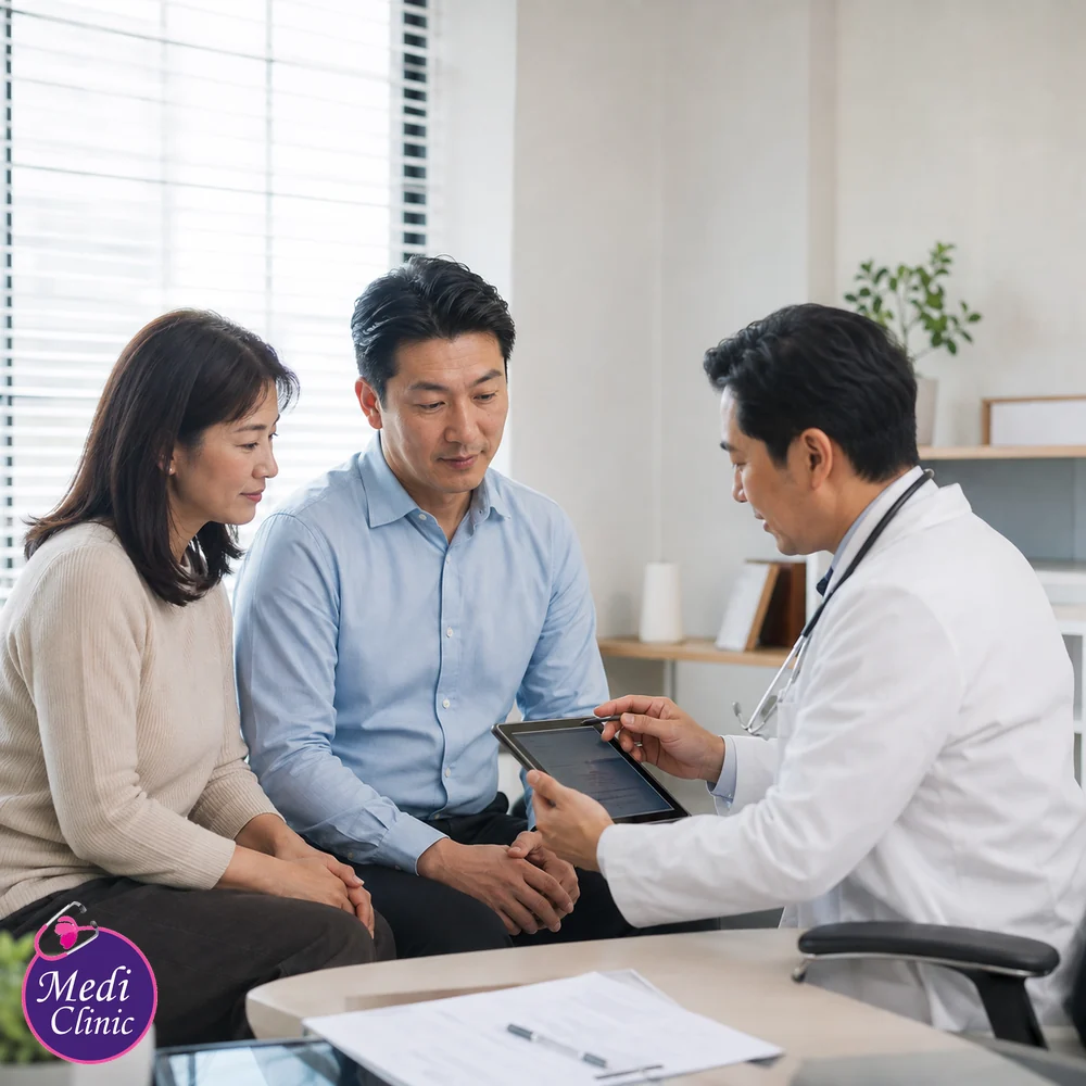 Couple having an informed medical consultation Couple having an informed medical consultation